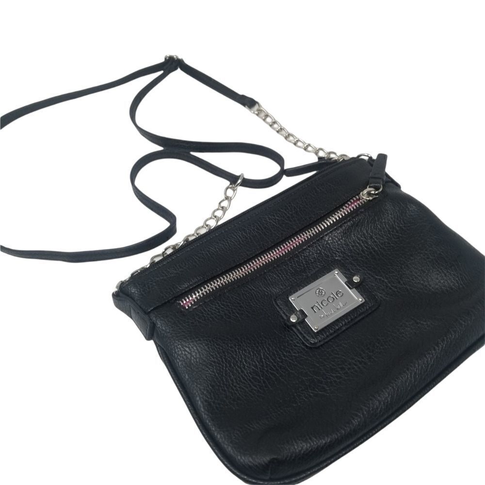 Very nice Nicole by Nicoke Miller Faux Leather Black crossbody bag.